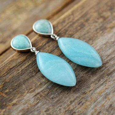 Snow Queen Amazonite Teardrop Earrings-Your Soul Place